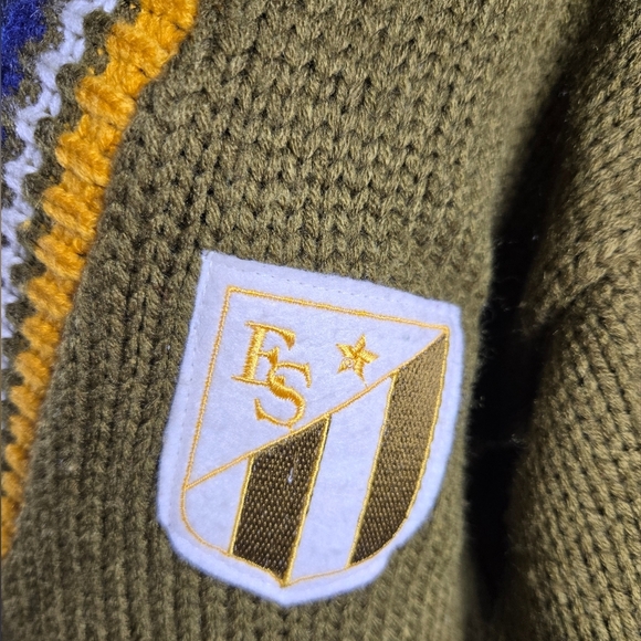 Women’s Olive Green Chunky Knit Striped Sweatshirt- Size XS - Picture 8 of 13